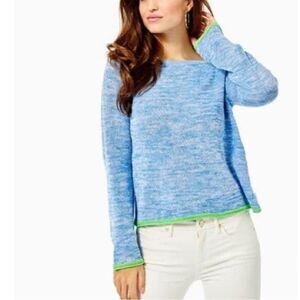 Lilly Pulitzer Zaylia Zanzibar Marled Crewneck Blue Sweater Size S
